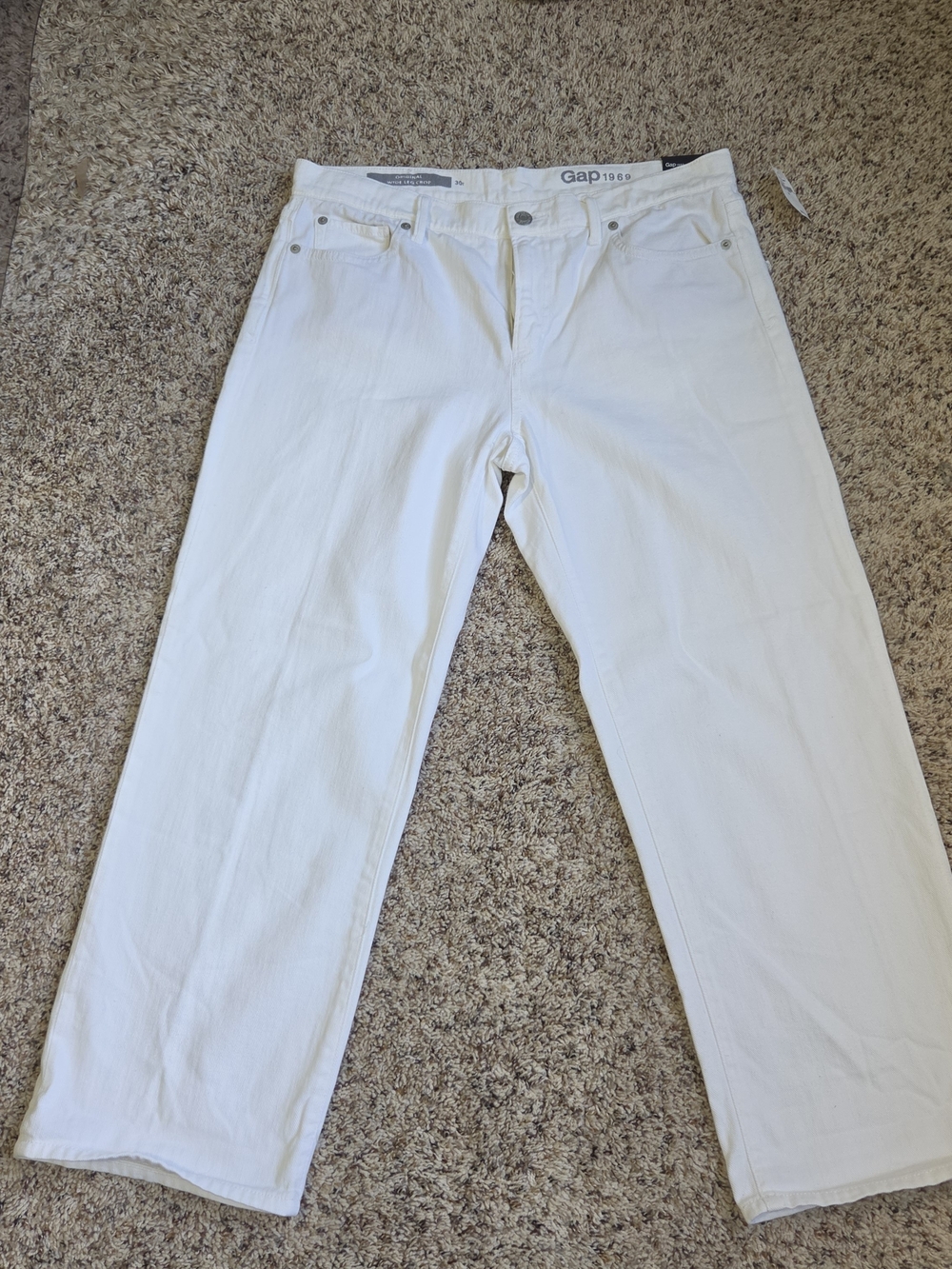 NWT Women's Gap 1969 Original Wide Leg Crop White Denim Jeans Size 30r